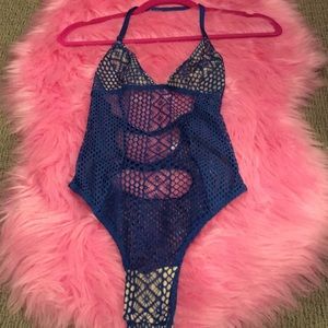 Halter mesh lingerie body suit